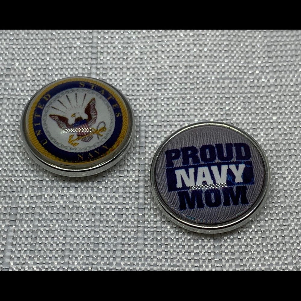 Navy Mom Snap Button Charm Set